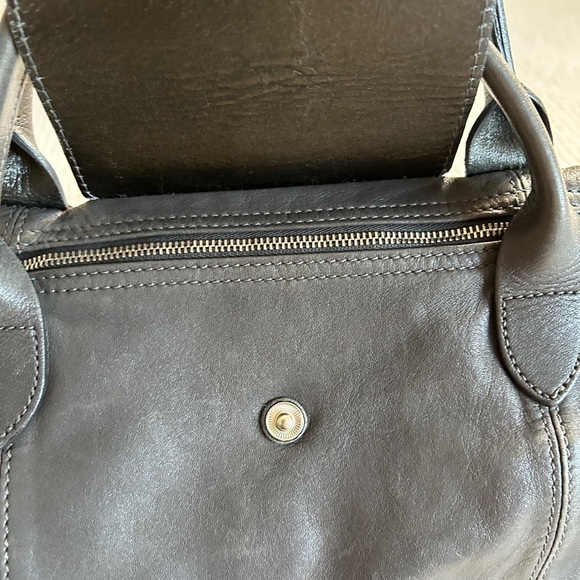Longchamp Le Cuir Medium Leather Tote Gray - Picture 6 of 9